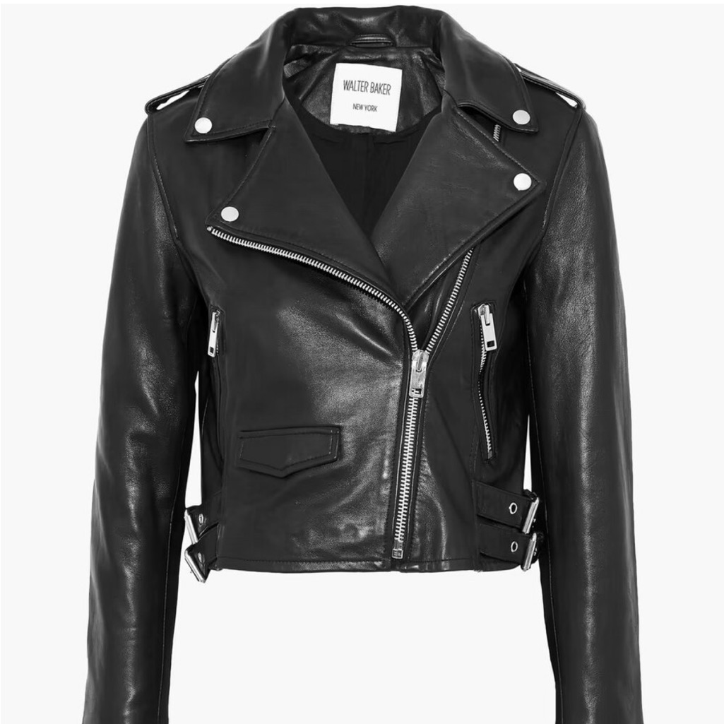 Walter Baker Leather Biker Jacket In Black
